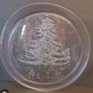 Clear Glass Christmas Tree Plate